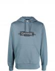 CALVIN KLEIN vīriešu pelēka blūze Box striped logo hoodie