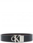 CALVIN KLEIN JEANS vīriešu melna josta ROUND PLAQUE REV BELT 35MM
