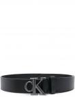 CALVIN KLEIN JEANS vīriešu melna josta ROUND PLAQUE BELT AOP 35MM