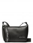 CALVIN KLEIN JEANS sieviešu melna soma pār plecu Sculpted rounded tag crossbody