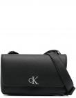 CALVIN KLEIN JEANS sieviešu melna soma pār plecu Minimal mono flap crossbody