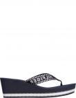 TOMMY HILFIGER sieviešu zilas čības Webbing wedge sandal