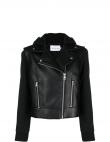 CALVIN KLEIN JEANS sieviešu melnā jaka Faux leather jersey mix biker