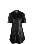CALVIN KLEIN JEANS sieviešu melna kleita Faux leather short sleeve dres