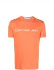 CALVIN KLEIN JEANS vīriešu oranžs t-krekls Institutional logo slim tee