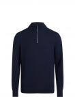 CALVIN KLEIN vīriešu zils džemperis Merino quarter zip