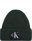 CALVIN KLEIN JEANS  vīriešu zaļa cepure Monologo patch beanie