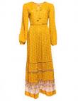 SUPERDRY sieviešu dzeltena rakstaina gara kleita BASIC W AMEERA MAXI DRESS