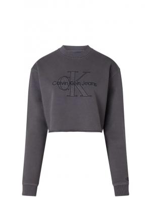 CALVIN KLEIN Jeans sieviešu melns džemperis Embroidered monologo sweatshirt