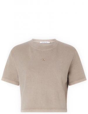 CALVIN KLEIN Jeans sieviešu gaiša īsa blūze Waffle tee