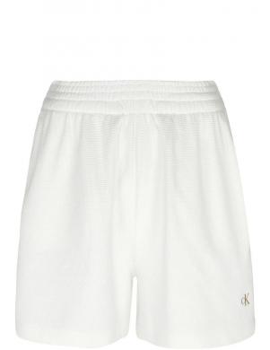 CALVIN KLEIN Jeans sieviešu balti šorti Waffle loose shorts