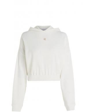 CALVIN KLEIN Jeans sieviešu balta blūze Waffle hoodie