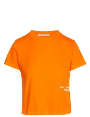 CALVIN KLEIN Jeans sieviešu oranžs T-krekls Ny logo baby tee