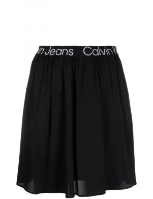 CALVIN KLEIN Jeans sieviešu melni svārki Logo elastic mini skirt