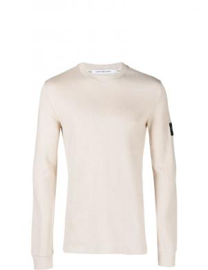 CALVIN KLEIN Jeans vīriešu gaišs T-krekls Monologo badge long sleeve tee