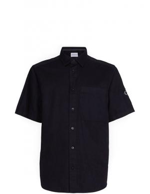 CALVIN KLEIN Jeans vīriešu melns krekls Linen short sleeve shirt