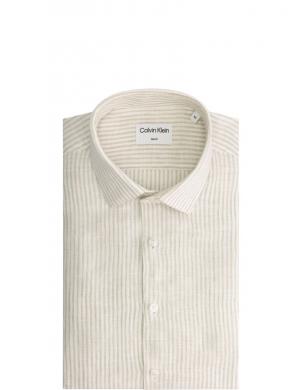 CALVIN KLEIN vīriešu gaišs krekls Linen stripe slim shirt