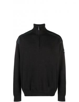 CALVIN KLEIN vīriešu melns džemperis Mix media quarter zip sweater