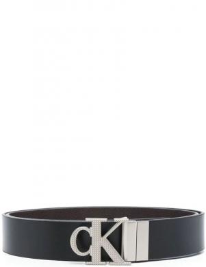 CALVIN KLEIN JEANS vīriešu melna josta ROUND PLAQUE REV BELT 35MM