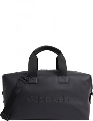 CALVIN KLEIN vīriešu melna soma Rubberized weekender
