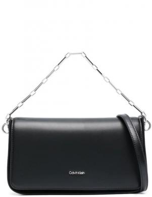 CALVIN KLEIN sieviešu melna soma pār plecu ARCHIVAL CHAIN SHOULDER BAG