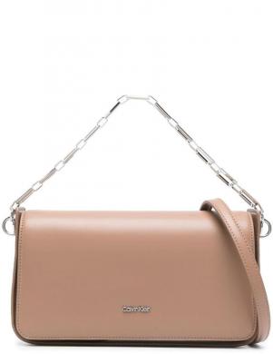 CALVIN KLEIN sieviešu gaiša soma pār plecu ARCHIVAL CHAIN SHOULDER BAG