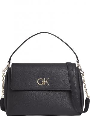 CALVIN KLEIN sieviešu melna soma pār plecu Re-lock tote flap