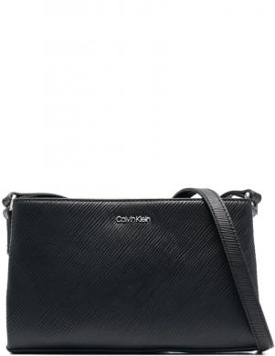 CALVIN KLEIN sieviešu melna soma pār plecu ELEVATED CROSSBODY SAFFIANO