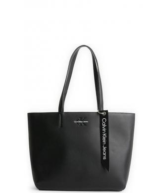 CALVIN KLEIN JEANS sieviešu melna soma Sculpted shopper tag tote bag