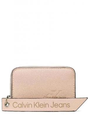 CALVIN KLEIN JEANS sieviešu rozā maks Sculpted zip around tag wallet