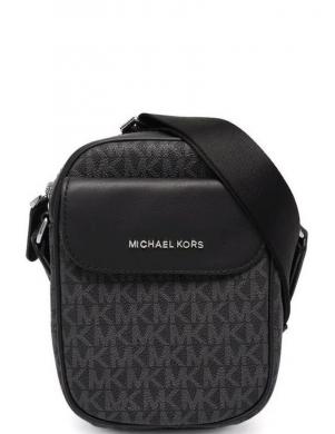 MICHAEL KORS vīriešu melna soma pār plecu Flap logo phone crossbody