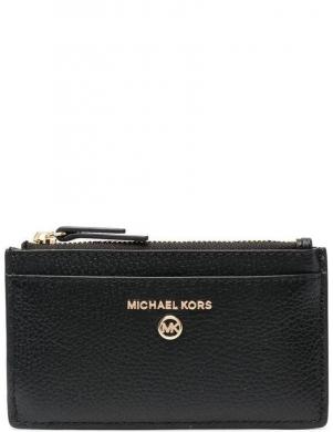 MICHAEL KORS sieviešu melns maks Small pebbled leather card case