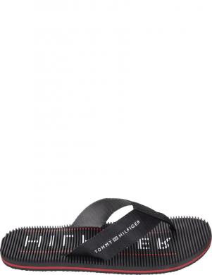 TOMMY HILFIGER vīriešu melnas pludmales čības Massage footbed beach sandal