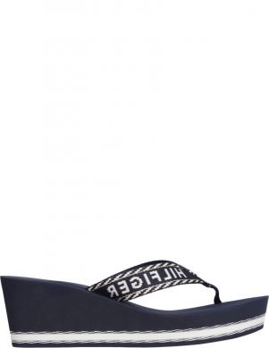 TOMMY HILFIGER sieviešu zilas čības Webbing wedge sandal
