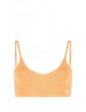 CALVIN KLEIN JEANS sieviešu oranža īsa blūze ar lencēm Knitted bralette