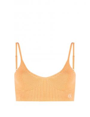 CALVIN KLEIN JEANS sieviešu oranža īsa blūze ar lencēm Knitted bralette