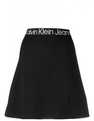 CALVIN KLEIN JEANS sieviešu melni svārki Logo waistband milano skirt
