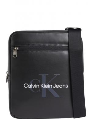 CALVIN KLEIN JEANS  vīriešu melna plecu soma Monogram soft reporter