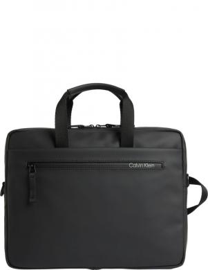 CALVIN KLEIN Vīriešu melna klēpjdatora soma Rubberized slim laptop bag