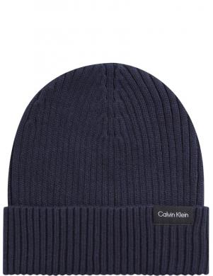 CALVIN KLEIN vīriešu zila cepure Classic rib beanie