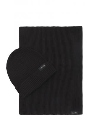 CALVIN KLEIN vīriešu melna cepure Gs classic scarf+beanie