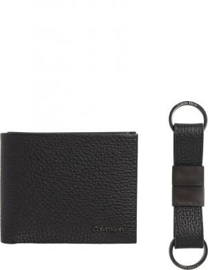 CALVIN KLEIN vīriešu melns maks Minimalism 5cc/keyfob wallets