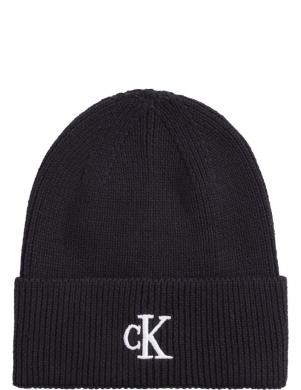 CALVIN KLEIN JEANS  sieviešu melna cepure Archive logo beanie