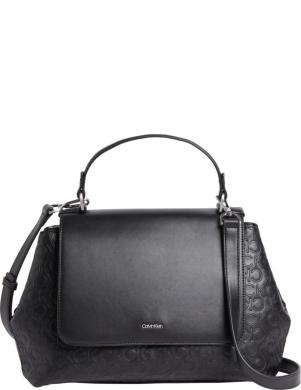 CALVIN KLEIN sieviešu melna plecu soma Must top handle tote mono