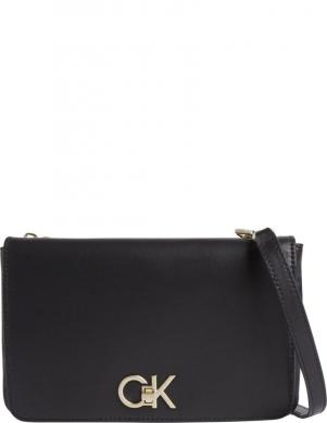 CALVIN KLEIN sieviešu melna plecu soma Re-lo double gusett crossbody