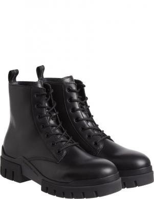 CALVIN KLEIN JEANS  vīriešu melni zābaki Combat laceup booties