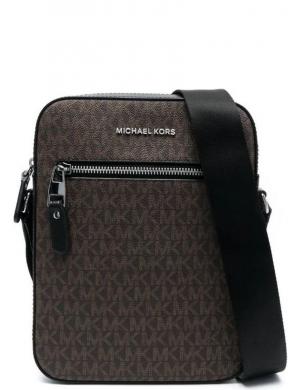 MICHAEL KORS vīriešu brūna plecu soma Flight bag