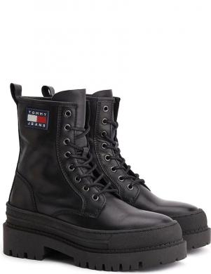 TOMMY JEANS vīriešu melni zābaki Mix material boot