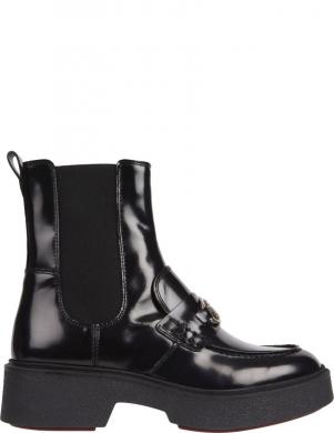 TOMMY HILFIGER sieviešu melni zābaki Monochromatic lace up boot