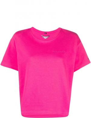 TOMMY HILFIGER sieviešu rozā t-krekls ar īsām piedurknēm Mrdn rlx bright hilfiger c-nk 